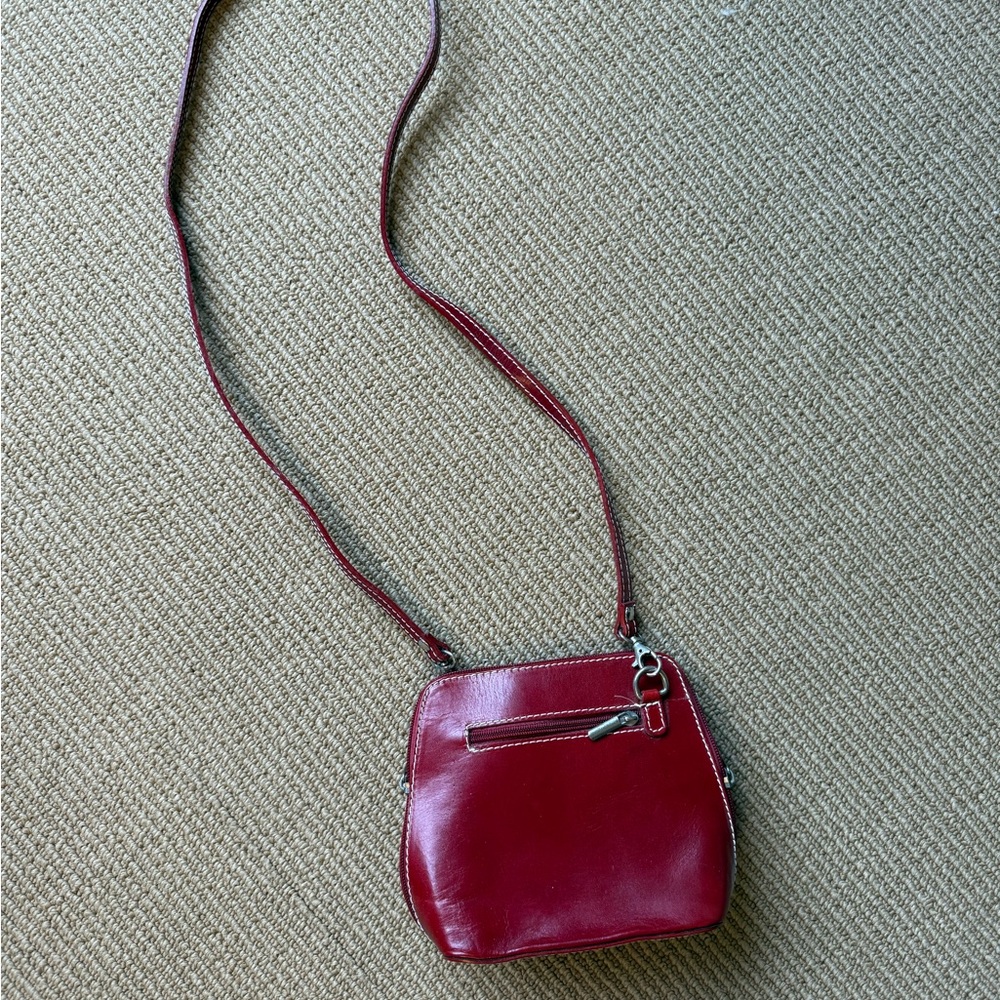 Italy, Florence Red Leather Crossbody Bag